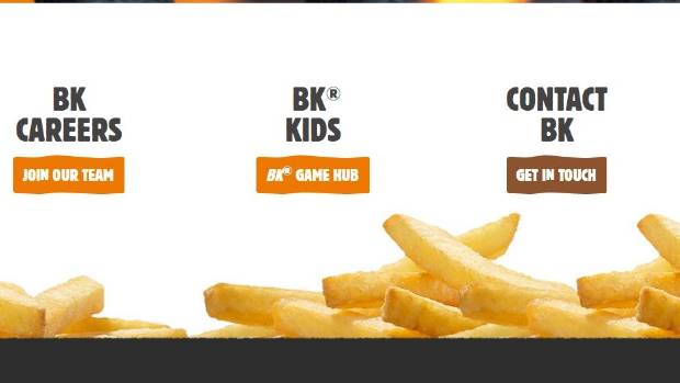 Burger King's website has a specific section for children.